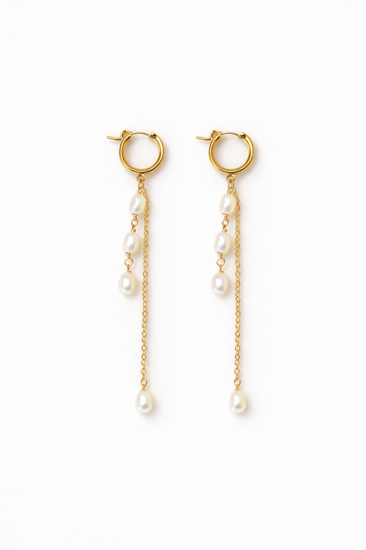 Pearl Drop Hoops