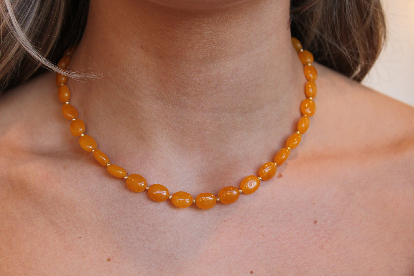 Yellow Quartz Oval Necklace