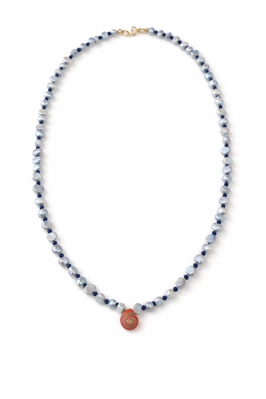 Blue Pearl Seashell Necklace