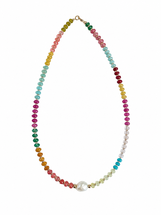 Rainbow Patch Gemstone necklace