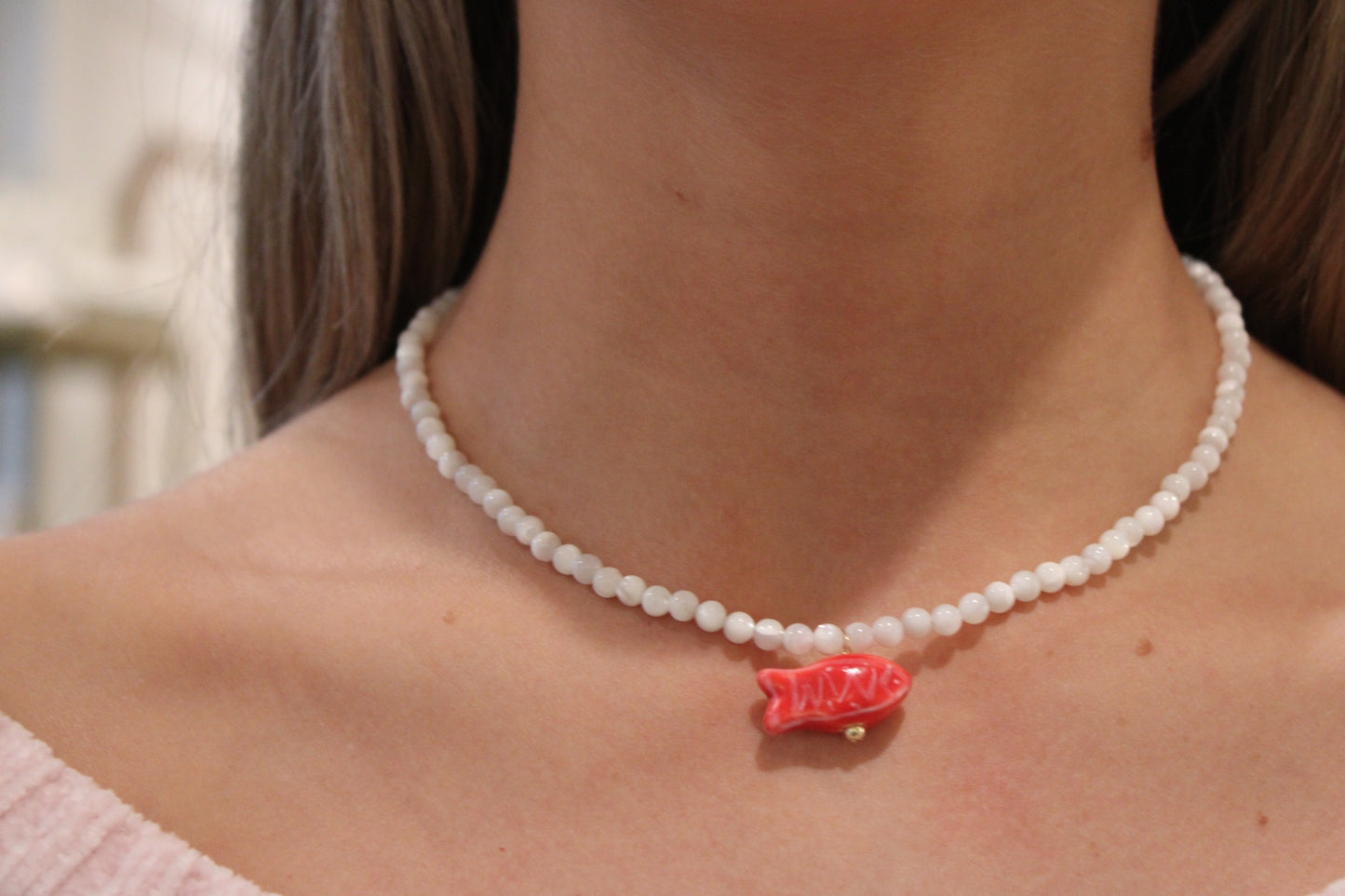 Mother of Pearl Fish Necklace