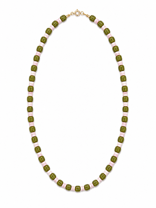 Olive Berry Striped Necklace