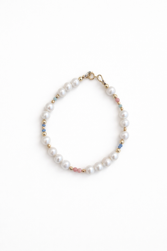 Freshwater Pearl Bracelet - Blue Stripe