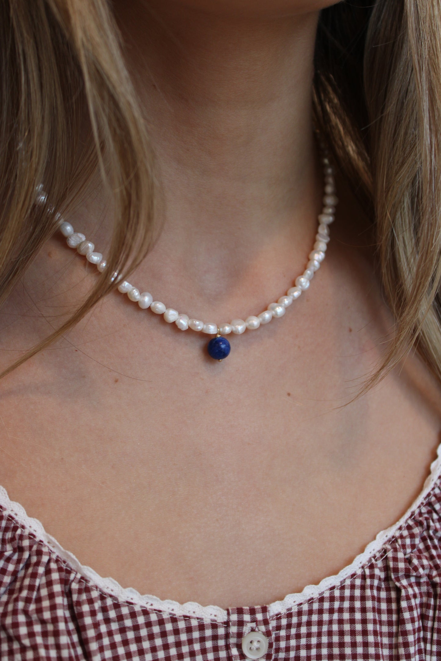 Blue Drop Pearl Necklace