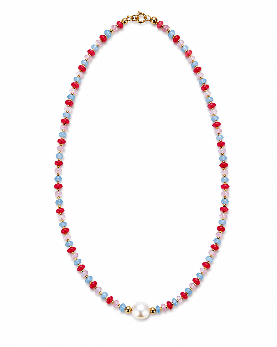 Patriotic Pearl Gemstone Necklace