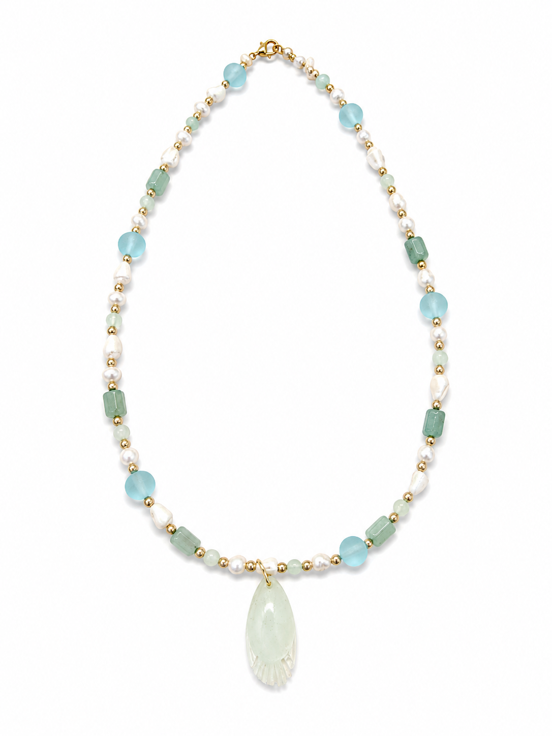 Sea Glass Tides Gemstone Pearl Necklace