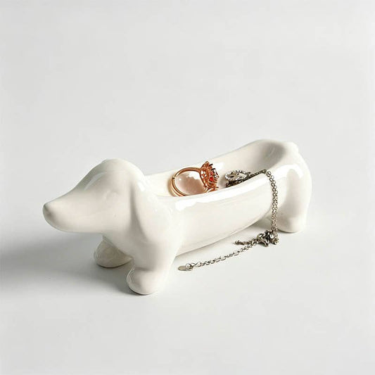 Dachshund‑Shaped Ceramic Jewelry Tray