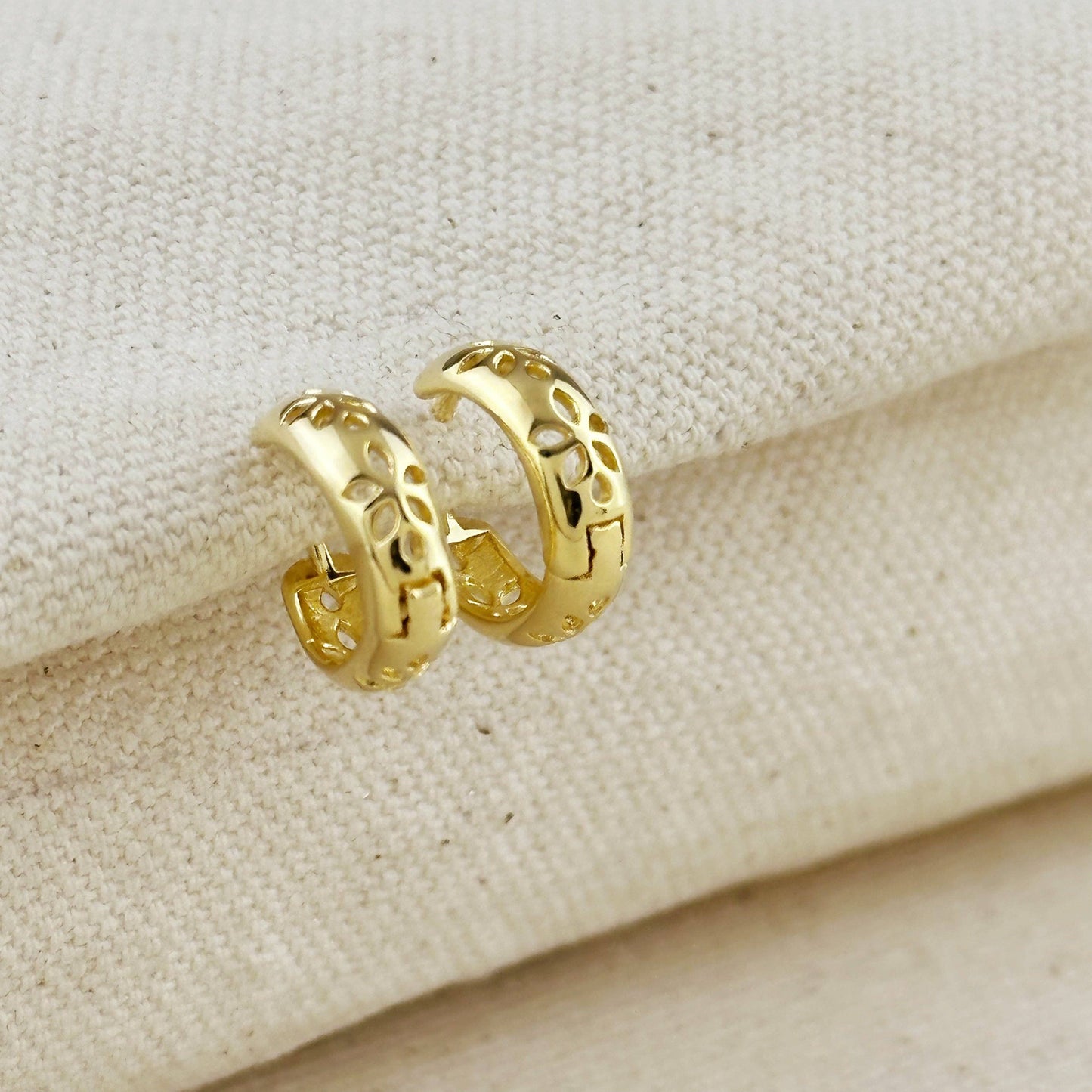 18k Gold Filled Leaves Huggies