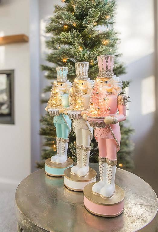 White Nutcracker with LED Tree-15"H
