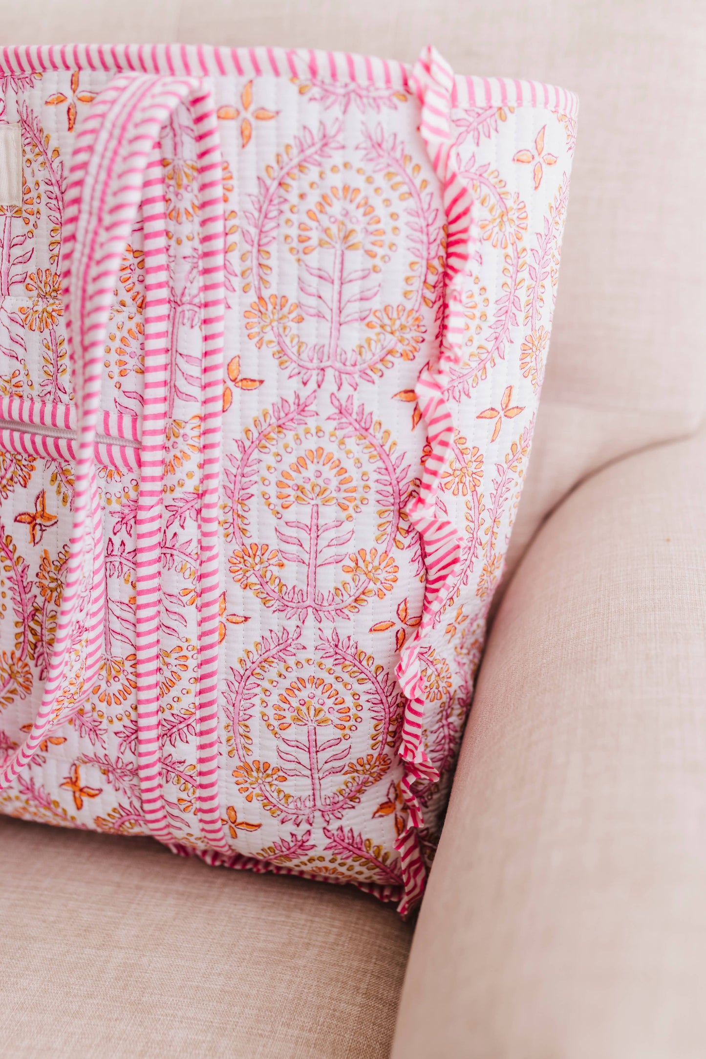 Dahlia | Large Quilted Ruffle Tote Bag