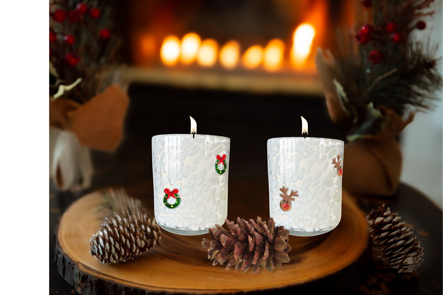 Mistletoe Wreath Holiday Confetti Icon 12oz Candle