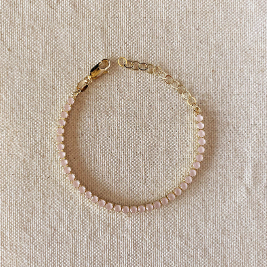 18k Gold Filled 3mm Cubic Zirconia Nude Pink Bracelet