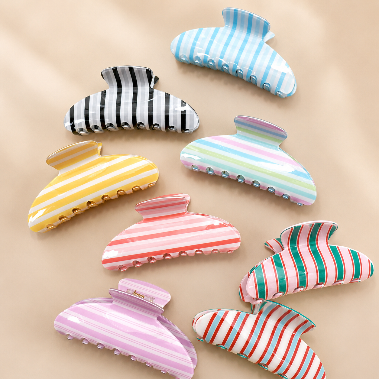 Stripe Hair Claw Clips