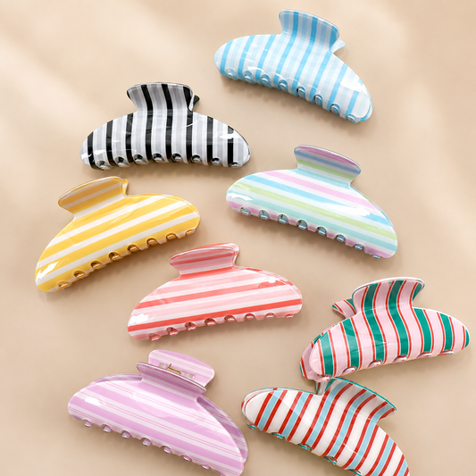 Stripe Hair Claw Clips