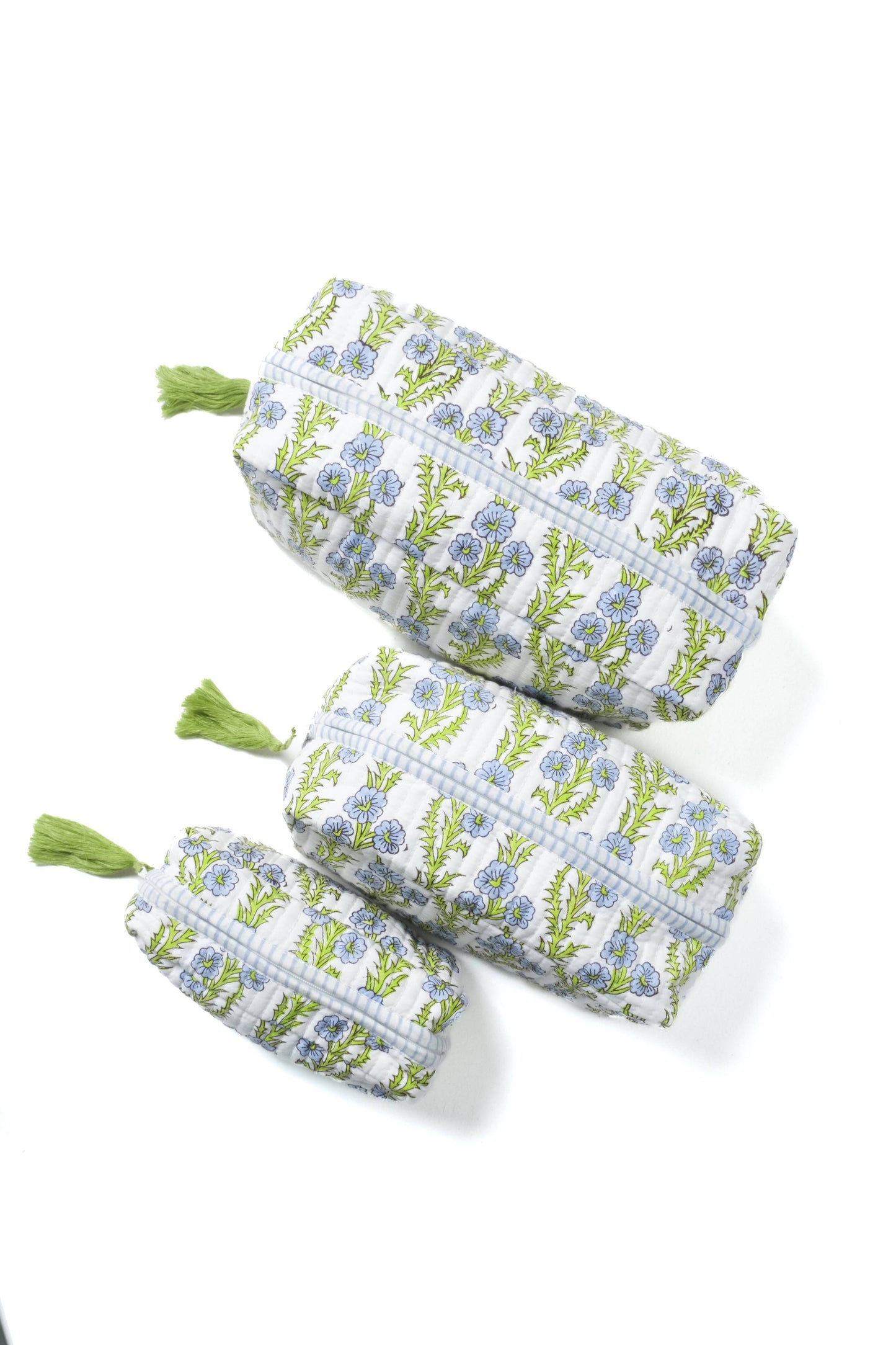 Forget-Me-Not Blockprint Makeup Bag in Blue