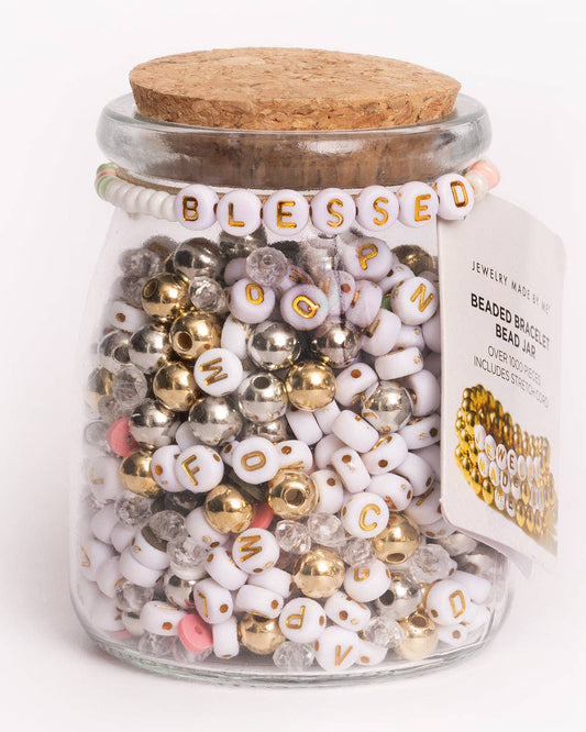 BLESSED Metallic Gold Round Letter DIY Bead Kit