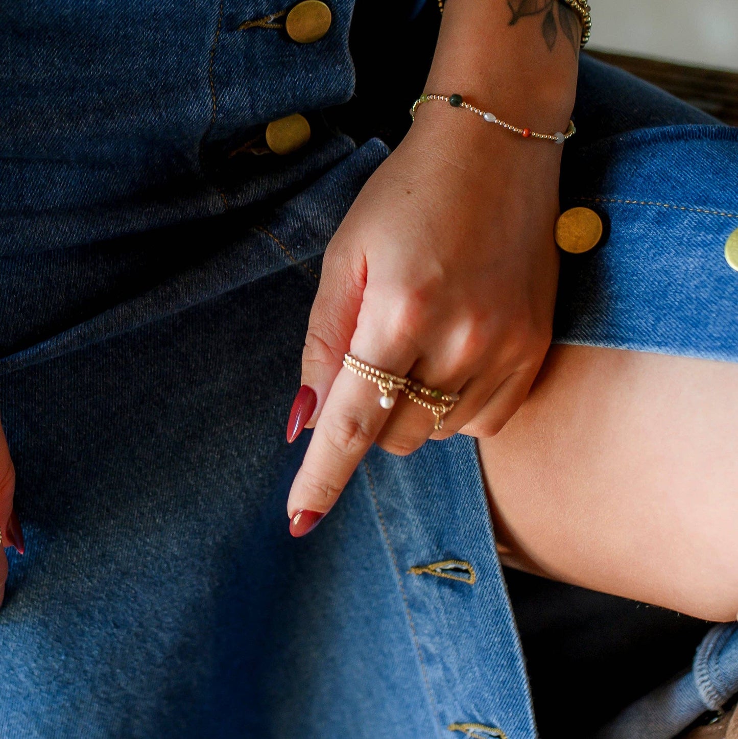 2mm Maya Ring with Pearl Charm