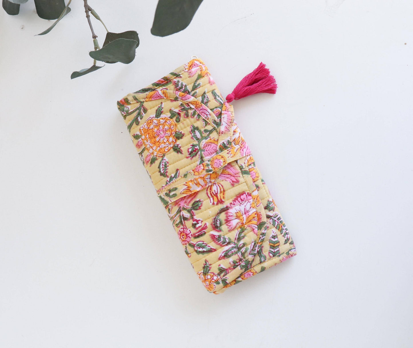 Cotton Jewelry Roll - Peach