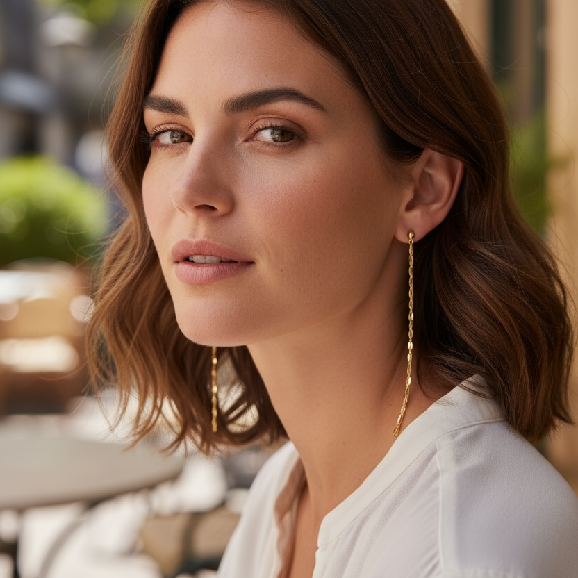 18k Gold Filled Detailed Chain Drop Earrings
