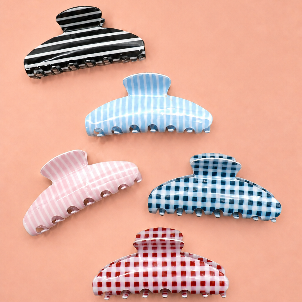 Stripe & Plaid Hair Claw Clips