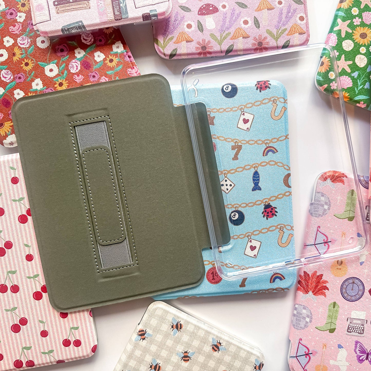 Bellflowers + Stripes | Kindle Case
