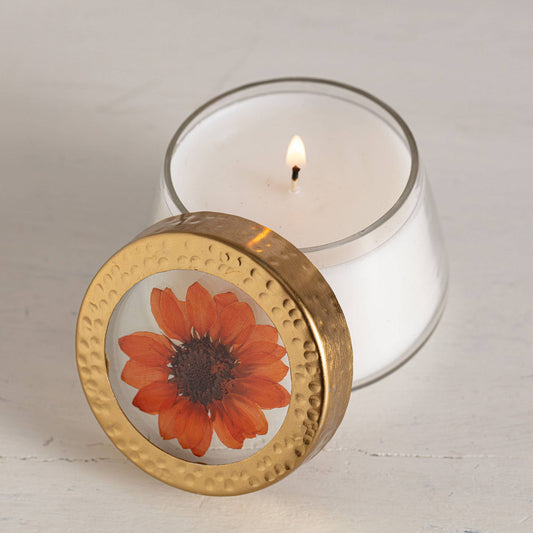 Harvest Pumpkin Small Pressed Floral Candle