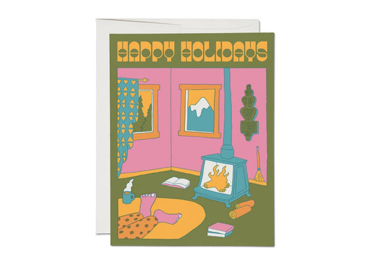 Happy Holidays Fireside Greeting Card