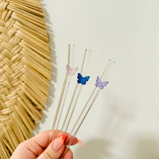 Butterfly Glass Straw - Purple