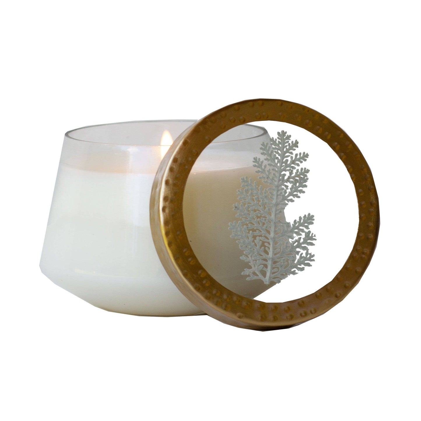 Frosted Juniper Pressed Floral Candle- Medium