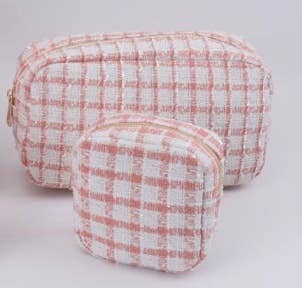 Tweed Plaid Cosmetic Pouch | Make Up Bag