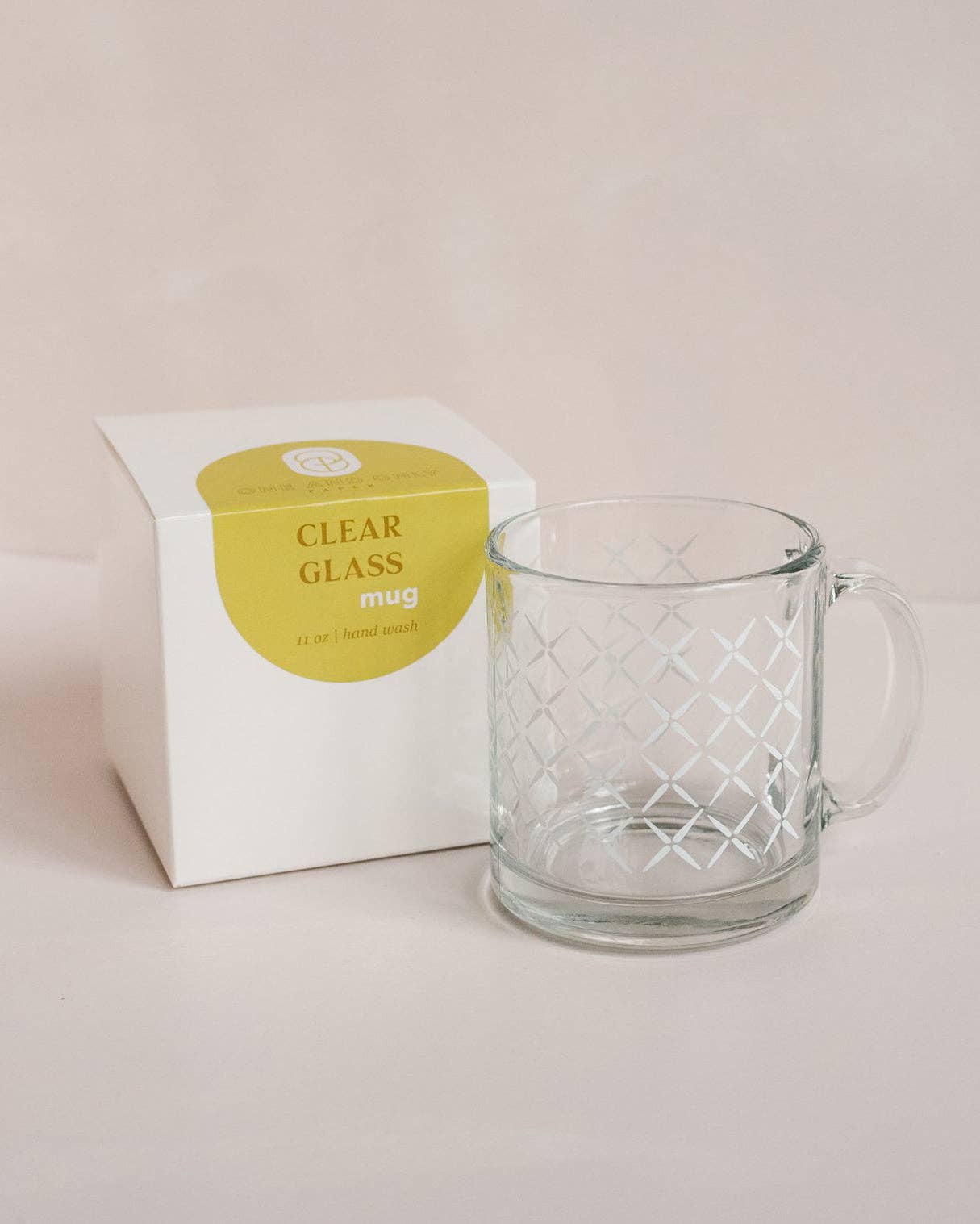 Hatch Classic White Screen Printed Glass Coffee Mug | 13 oz