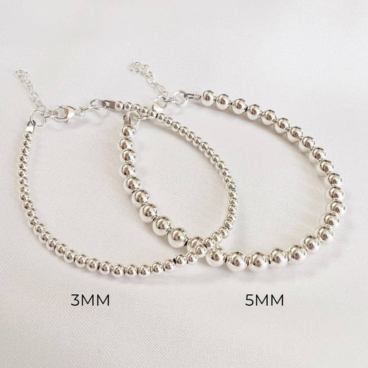 Sterling Silver Luxe Beaded Bracelet- 3MM