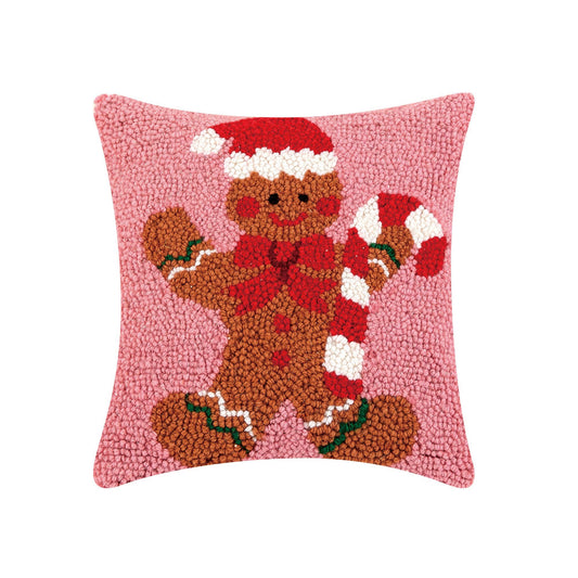 Gingerbread Man With Candycane Hook Pillow