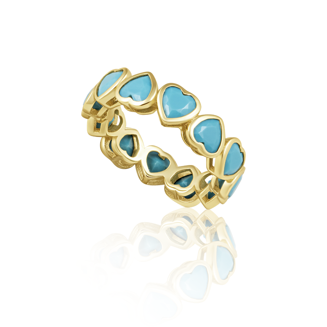 Bezel Heart Ring Turquoise - Size 7