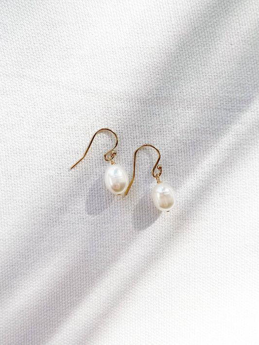 Kaia Freshwater Pearl Dangle Earrings Gold Filled